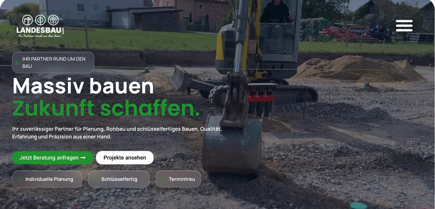 Startseite der Webseite von Landesbau
